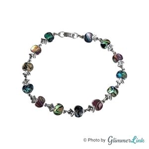 Apple Inlay Shell Links Silver Tone Anklet Bracelet